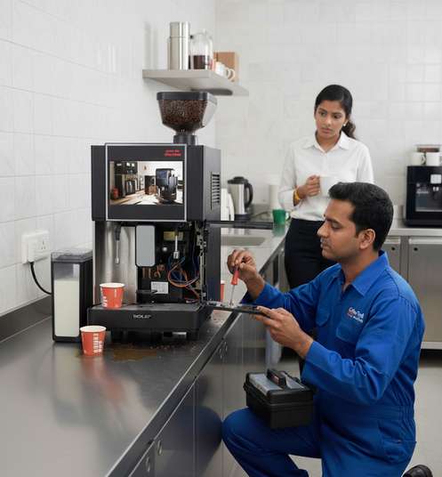 Coffee machine servicing technician